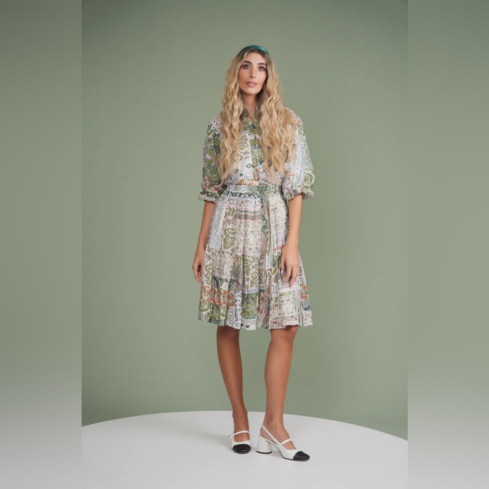 Bohemian Floral Blouse - Green and Orange